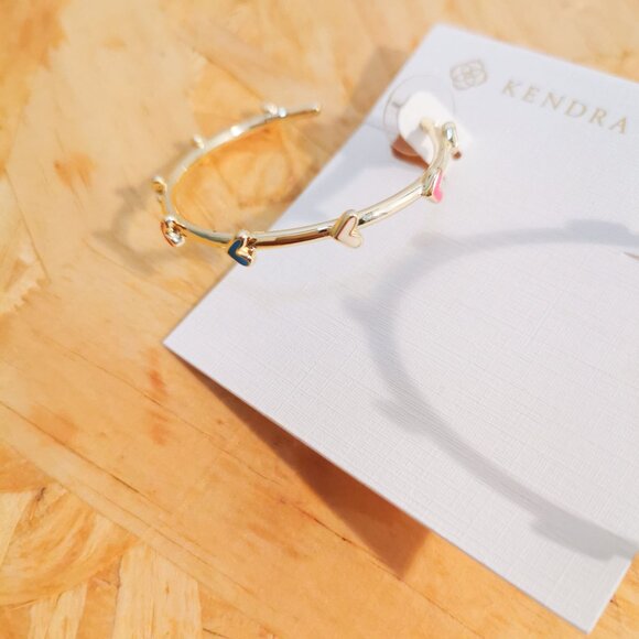 NEW Kendra Scott Haven Heart Multi Color Hoop Earrings Gold - Picture 2 of 3